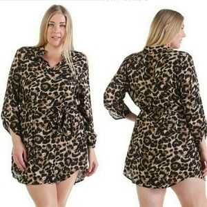 Leopard Print Shirt Dress